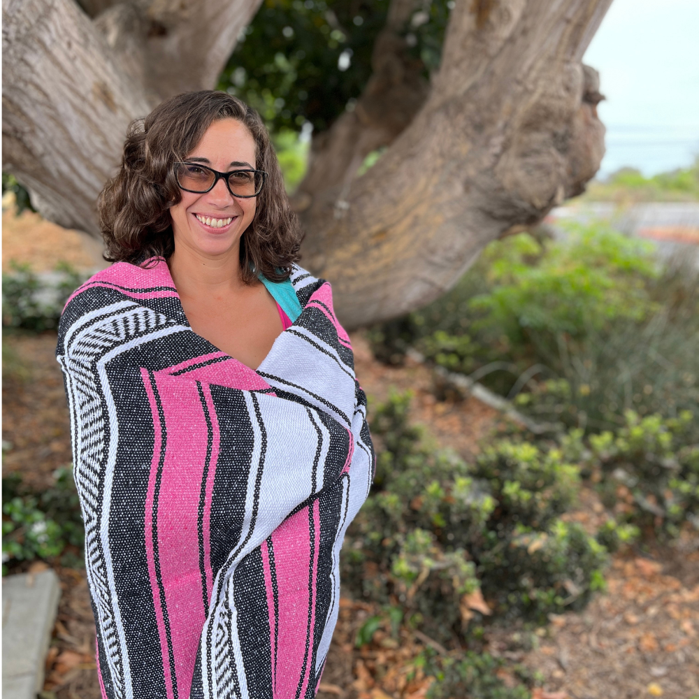 Pink & White Mexican Blanket made from Recycled Material Lane 88 Apothecary